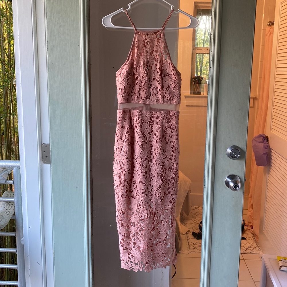 Lacey blush midi dress